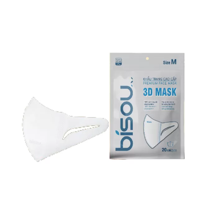 Khẩu Trang 3D Mask Bisou Cao Cấp Size M Bịch 20 Cái